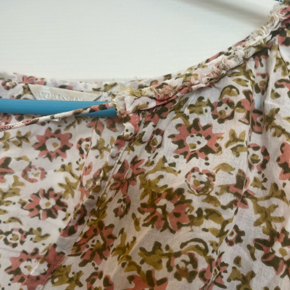 Voloshin Boho Floral 100% Cotton Tassel Peasant Poplin Blouse Top Size L b1 - Picture 6 of 6